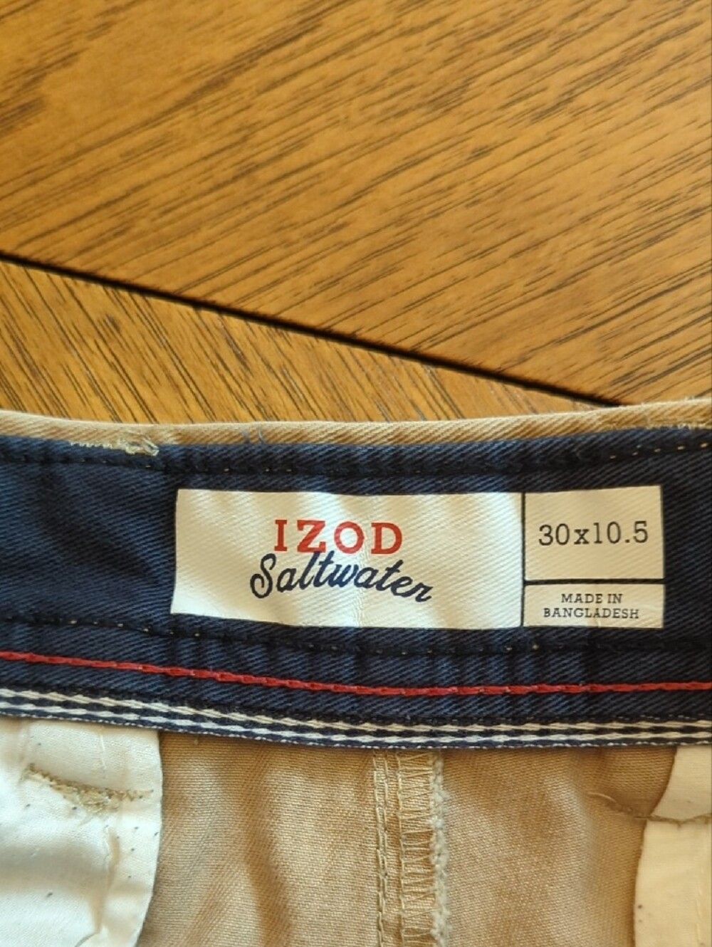 Izod Men's Khaki Flat-Front Chino Shorts - Picture 2 of 9